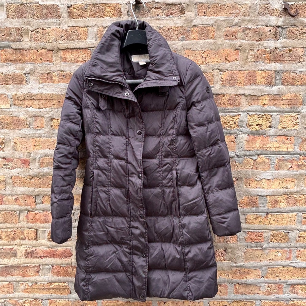 Michael Michael Kors Plum Purple Down Puffer Coat Parka Funnel Neck Small